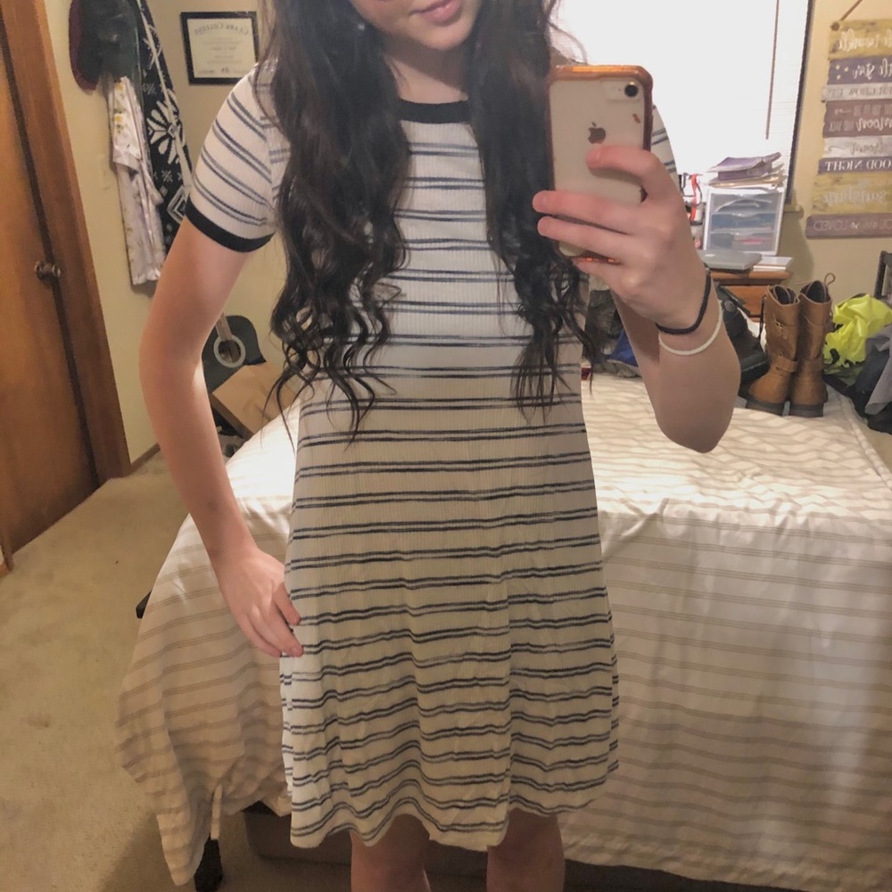 Mossimo Blue and White Striped T-Shirt Dress
